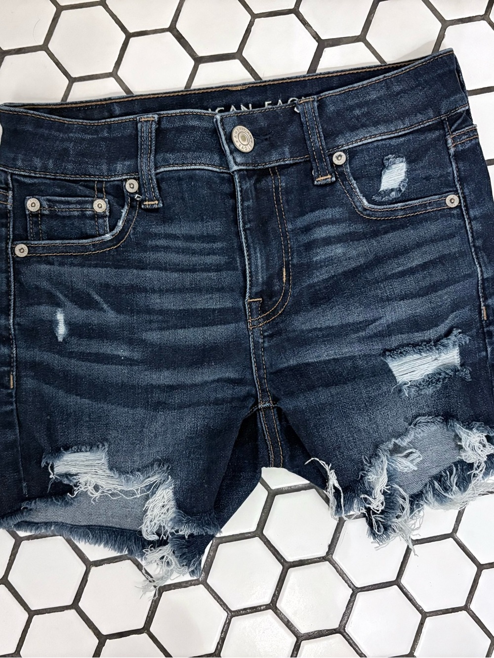 American Eagle Navy Blue Denim Jeans with Contrast Stitching